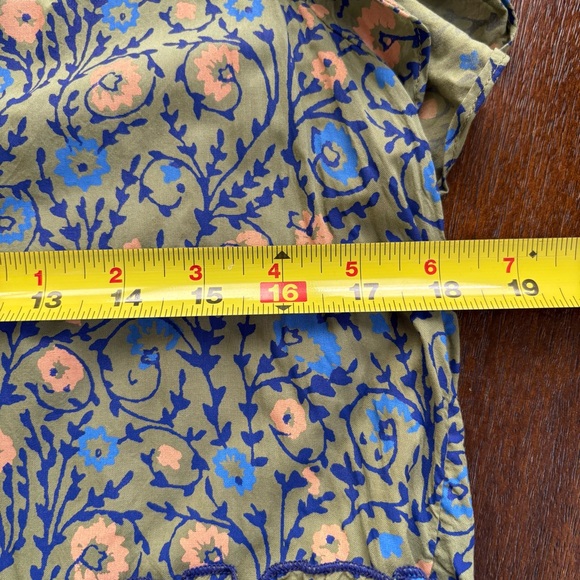 Anthropologie Penrose Tiered Tunic Dress Women Size M Floral Green Beach Boho - Picture 11 of 12